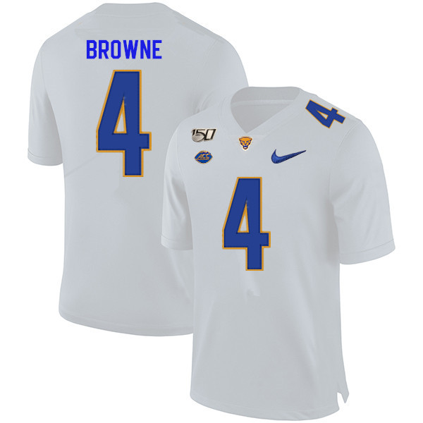 2019 Men #4 Max Browne Pitt Panthers College Football Jerseys Sale-White